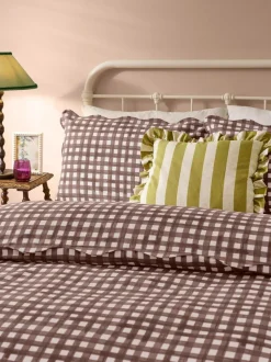 Furn Chocolate Scalloped Edge Gingham Duvet Set Online