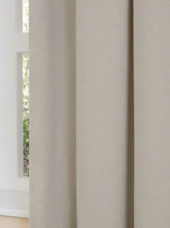 Furn Natural Soft Chenille 100% Blackout Eyelet Curtains Discount