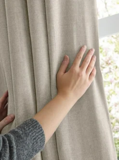 Furn Natural Soft Chenille 100% Blackout Eyelet Curtains Discount
