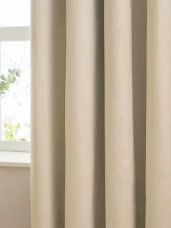 Furn Natural The Ultimate Velvet 100% Blackout Eyelet Lined Curtains Outlet