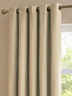 Furn Natural The Ultimate Velvet 100% Blackout Eyelet Lined Curtains Outlet