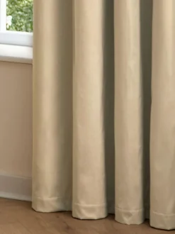 Furn Natural The Ultimate Velvet 100% Blackout Eyelet Lined Curtains Outlet