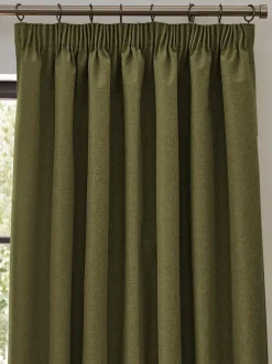 Furn . Olive Dawn 100% Blackout Thermal Pencil Pleat Curtains New