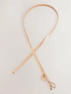 Next Skinny Stretch Belt Gold Bow Sale