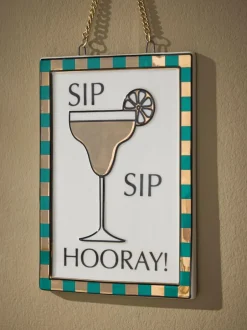Next Gold Ceramic Sip Sip Hooray Hanging Decoration Clearance