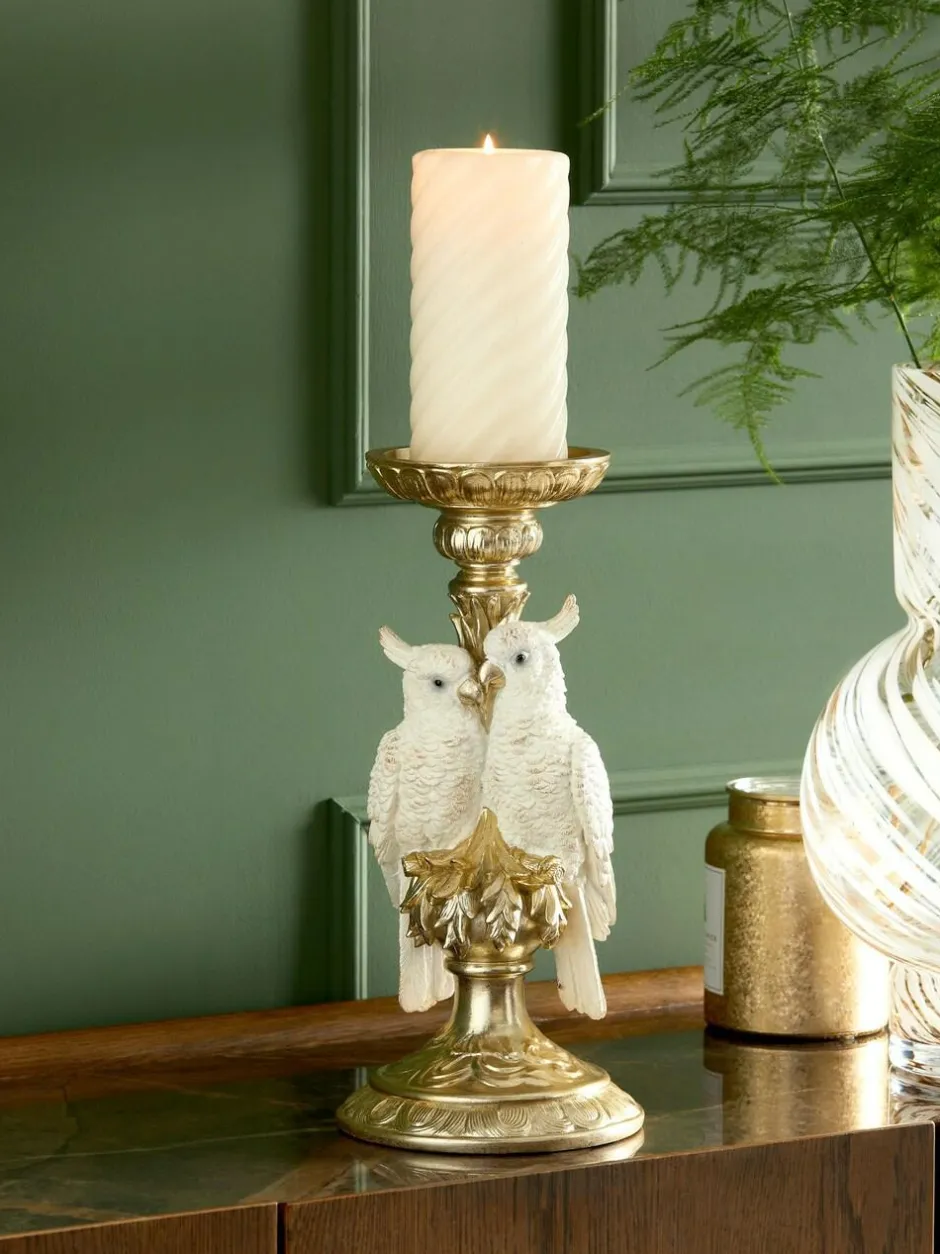 Next Gold Cockatoo Pillar Candle Holder Outlet
