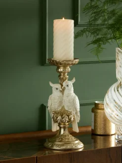 Next Gold Cockatoo Pillar Candle Holder Outlet