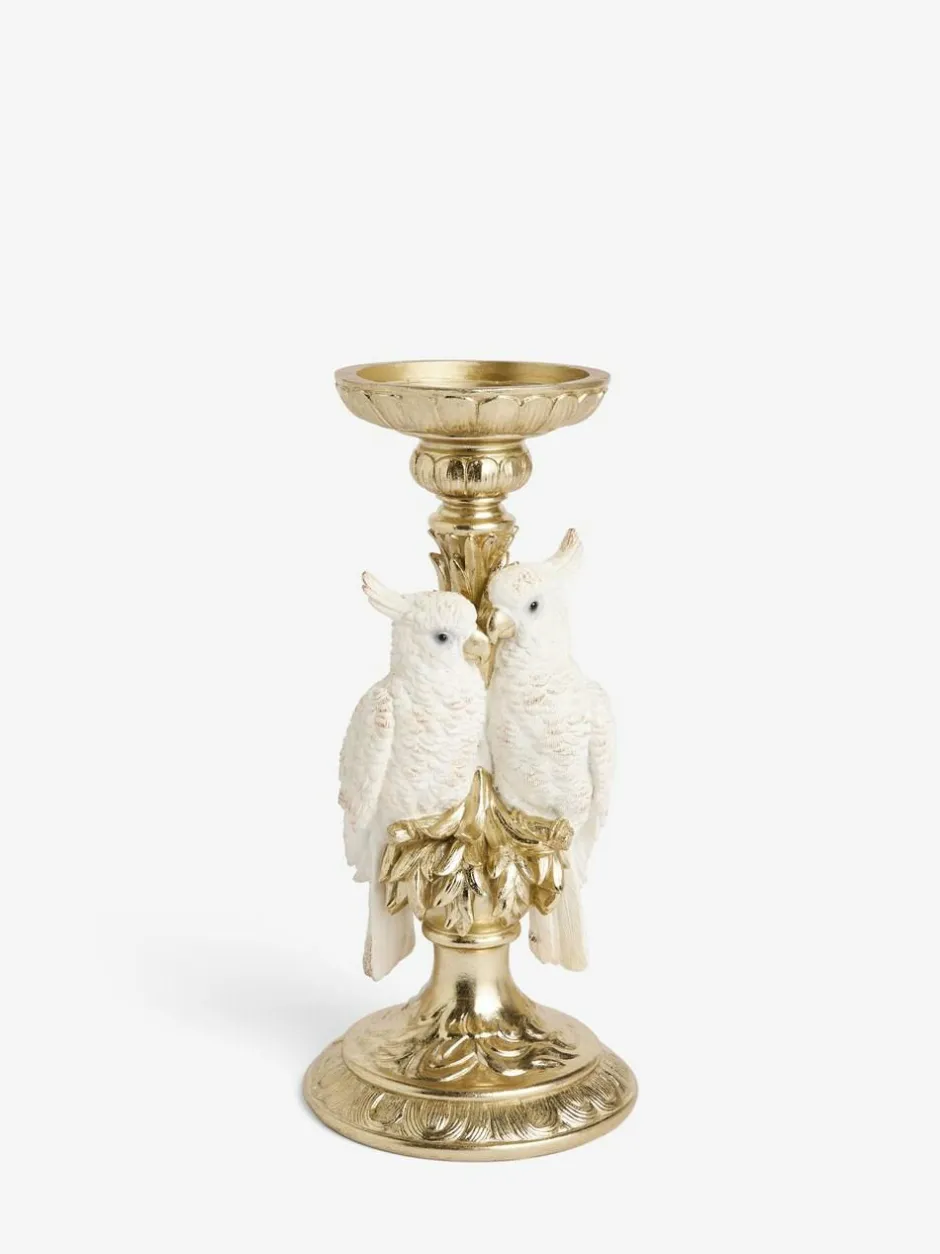 Next Gold Cockatoo Pillar Candle Holder Outlet