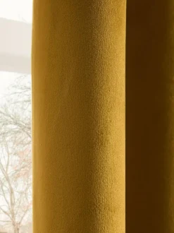 Next Gold Dark Matte Velvet Pencil Pleat Blackout/Thermal Curtains Outlet