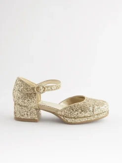 Next Platform Heel Occasion Shoes Gold Glitter