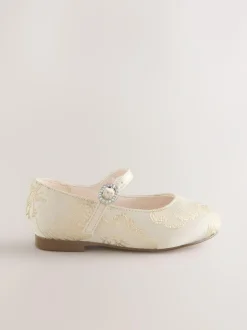 Next Flower Girl Occasion Mary Jane Shoes Gold Jaquard Outlet