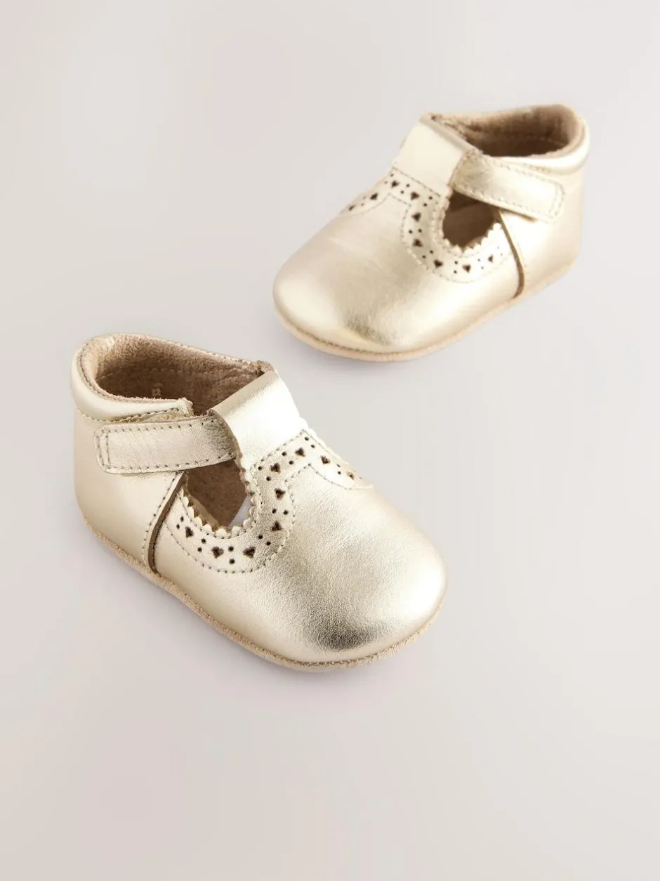 Next Leather Baby T-Bar Shoes (0-24mths) Gold Online
