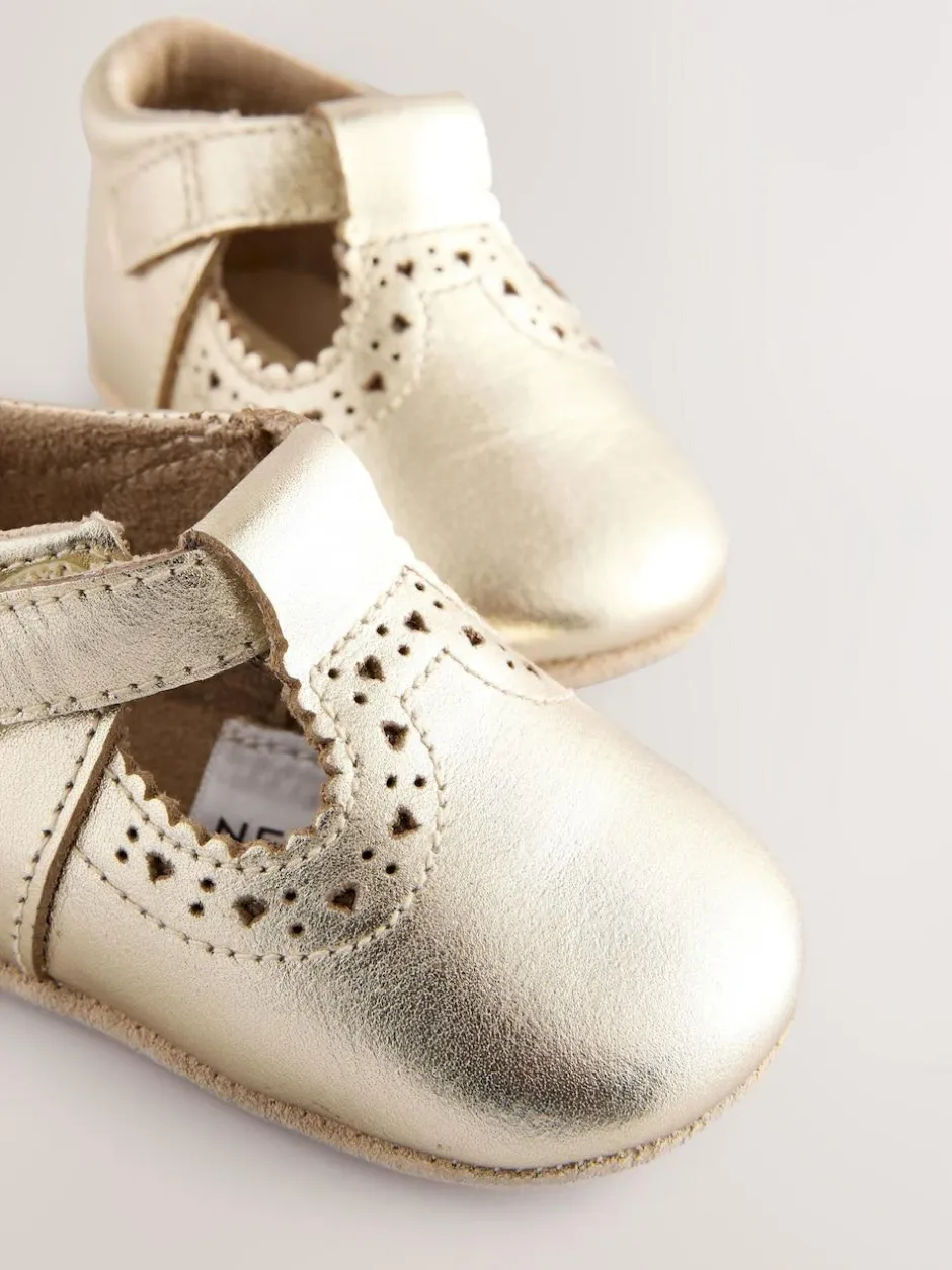 Next Leather Baby T-Bar Shoes (0-24mths) Gold Online
