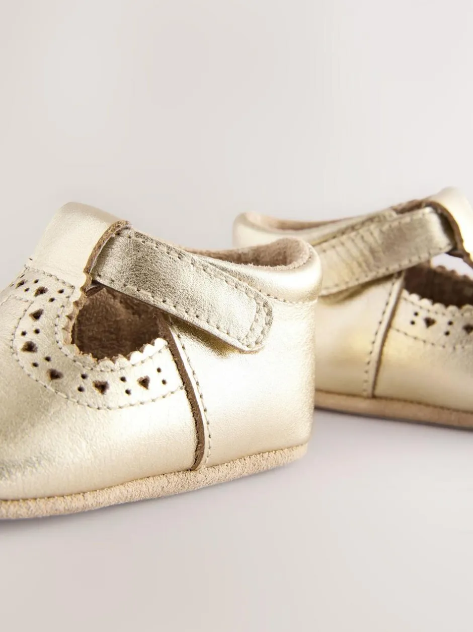 Next Leather Baby T-Bar Shoes (0-24mths) Gold Online