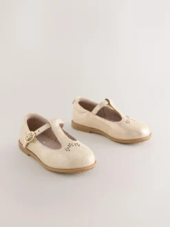 Next Leather T-Bar Shoes Gold New