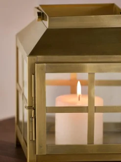 Next Gold Metal and Glass Lantern Medium Clearance