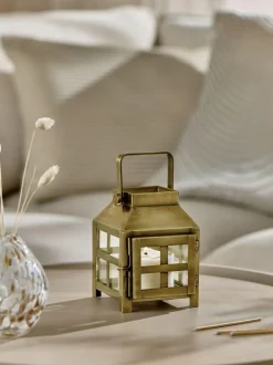 Next Gold Metal and Glass Lantern Small Outlet