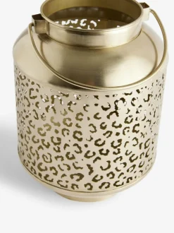 Next Gold Metal Leopard Print Cutout Lantern Hot