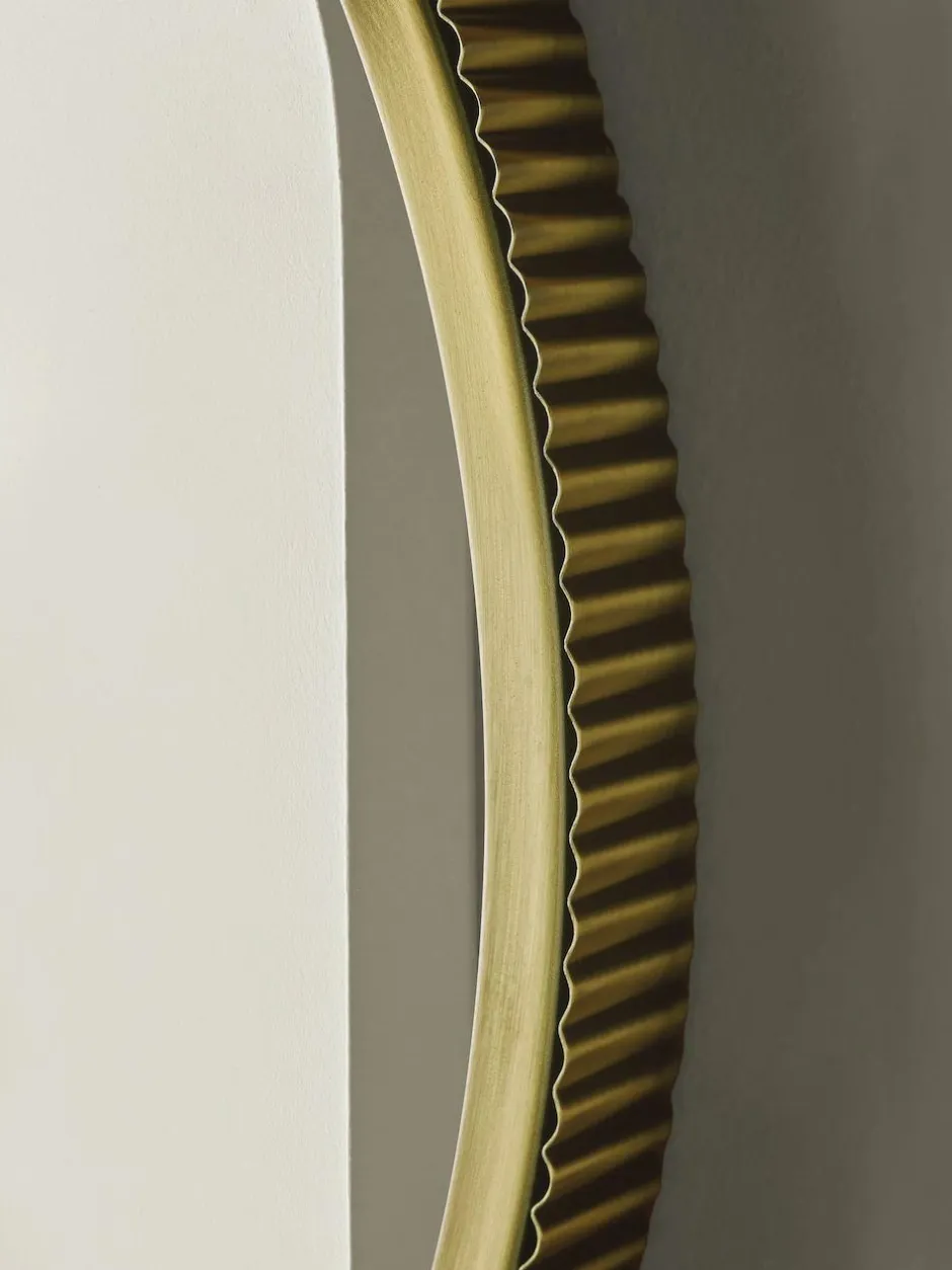 Next Rib Round Bathroom Wall Mirror Gold Hot