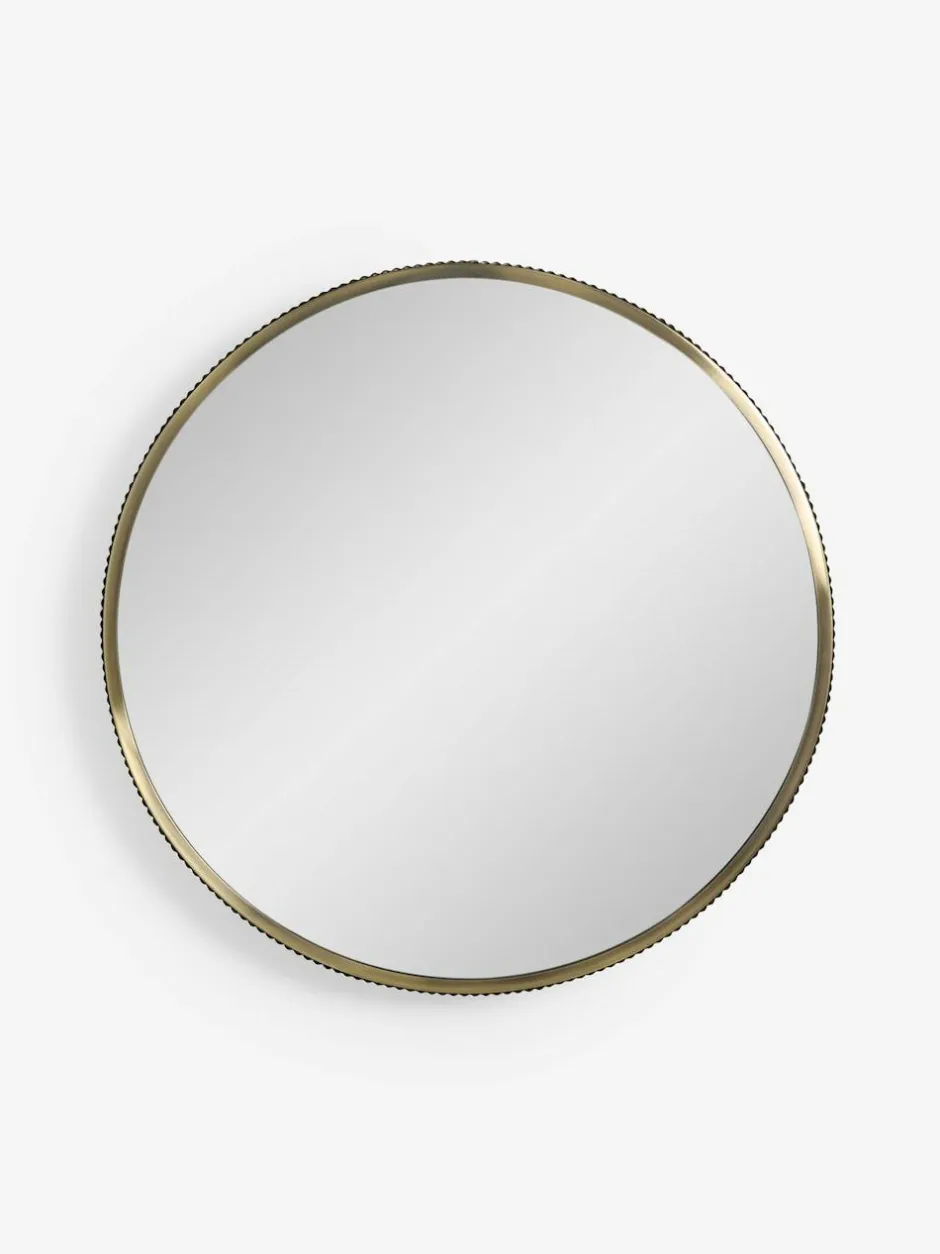 Next Rib Round Bathroom Wall Mirror Gold Hot