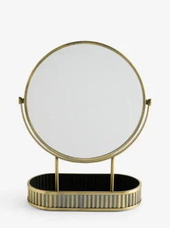 Next Gold Rib 5x Magnification Round Dressing Table Mirror Outlet