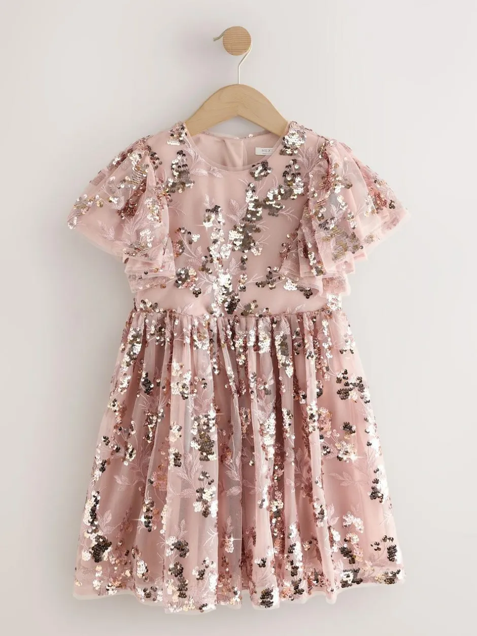 Next Gold Sequin Party Dress (3-16yrs) Online