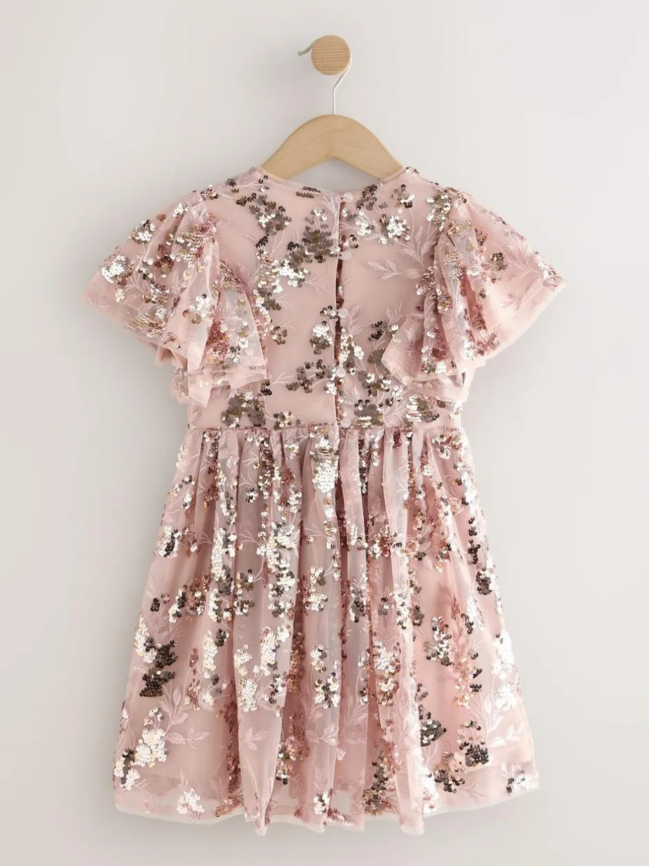 Next Gold Sequin Party Dress (3-16yrs) Online