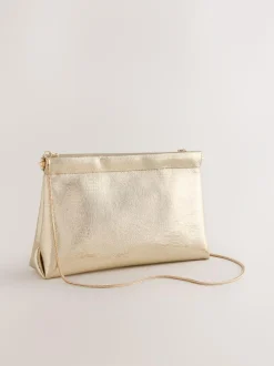 Next Sparkle Detail Snap Clutch Bag Gold Sale