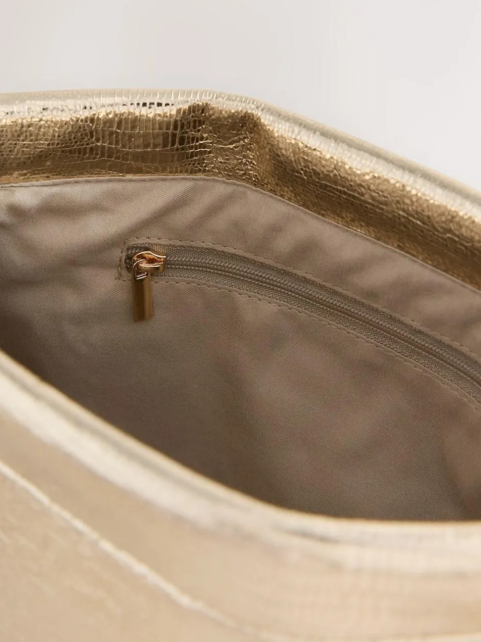 Next Sparkle Detail Snap Clutch Bag Gold Sale