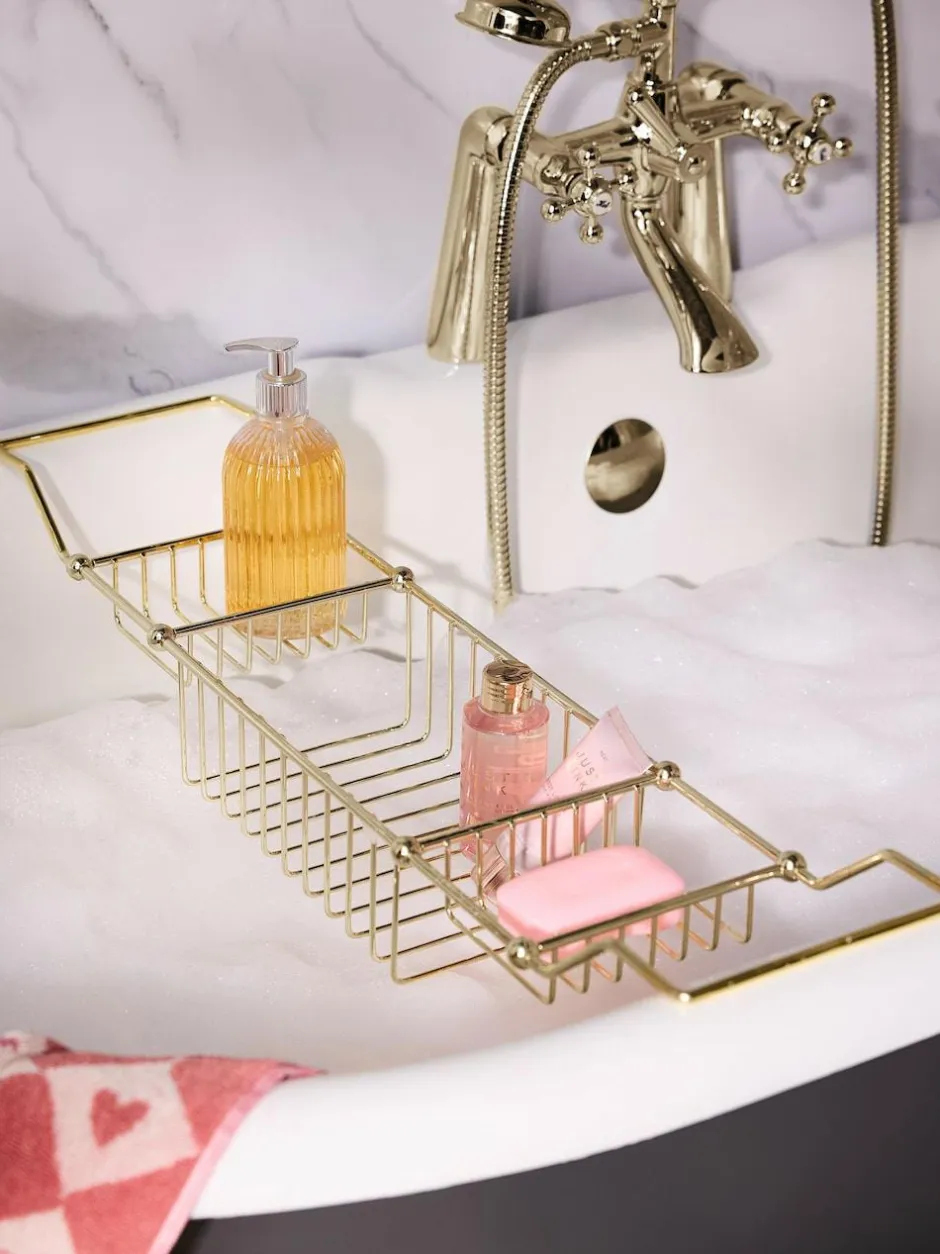 Next Gold Wire Storage Bath Tray