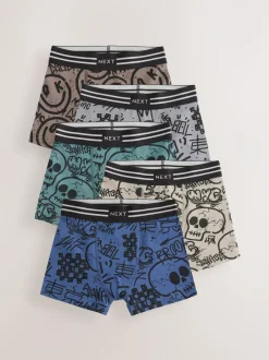 Next Trunks 5 Pack (3-16yrs) Grafitti Skull Print Clearance