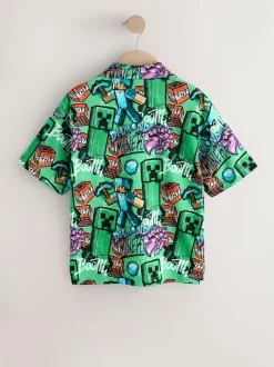 Next Green All Over Print Minecraft Short Sleeve Jersey Shirt (3-16yrs) Outlet