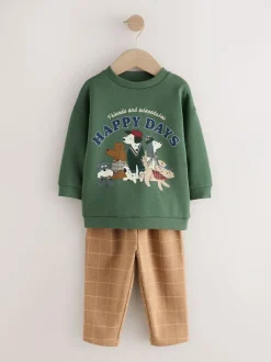 Next Green/ Brown Dog Single Sweatshirt and Joggers Set (3mths-7yrs) Online