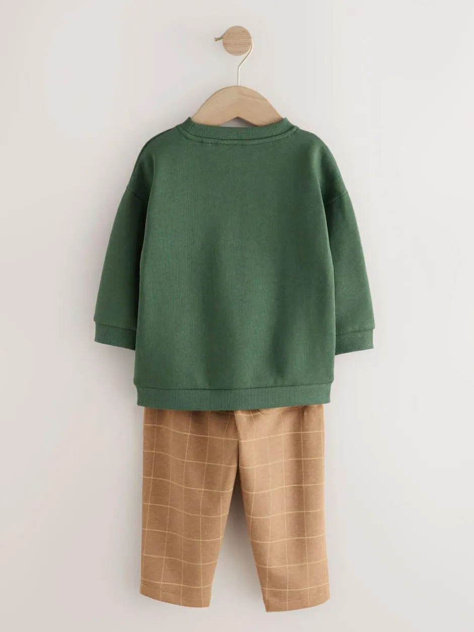 Next Green/ Brown Dog Single Sweatshirt and Joggers Set (3mths-7yrs) Online