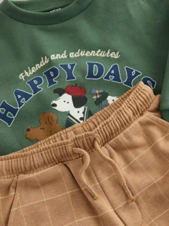 Next Green/ Brown Dog Single Sweatshirt and Joggers Set (3mths-7yrs) Online