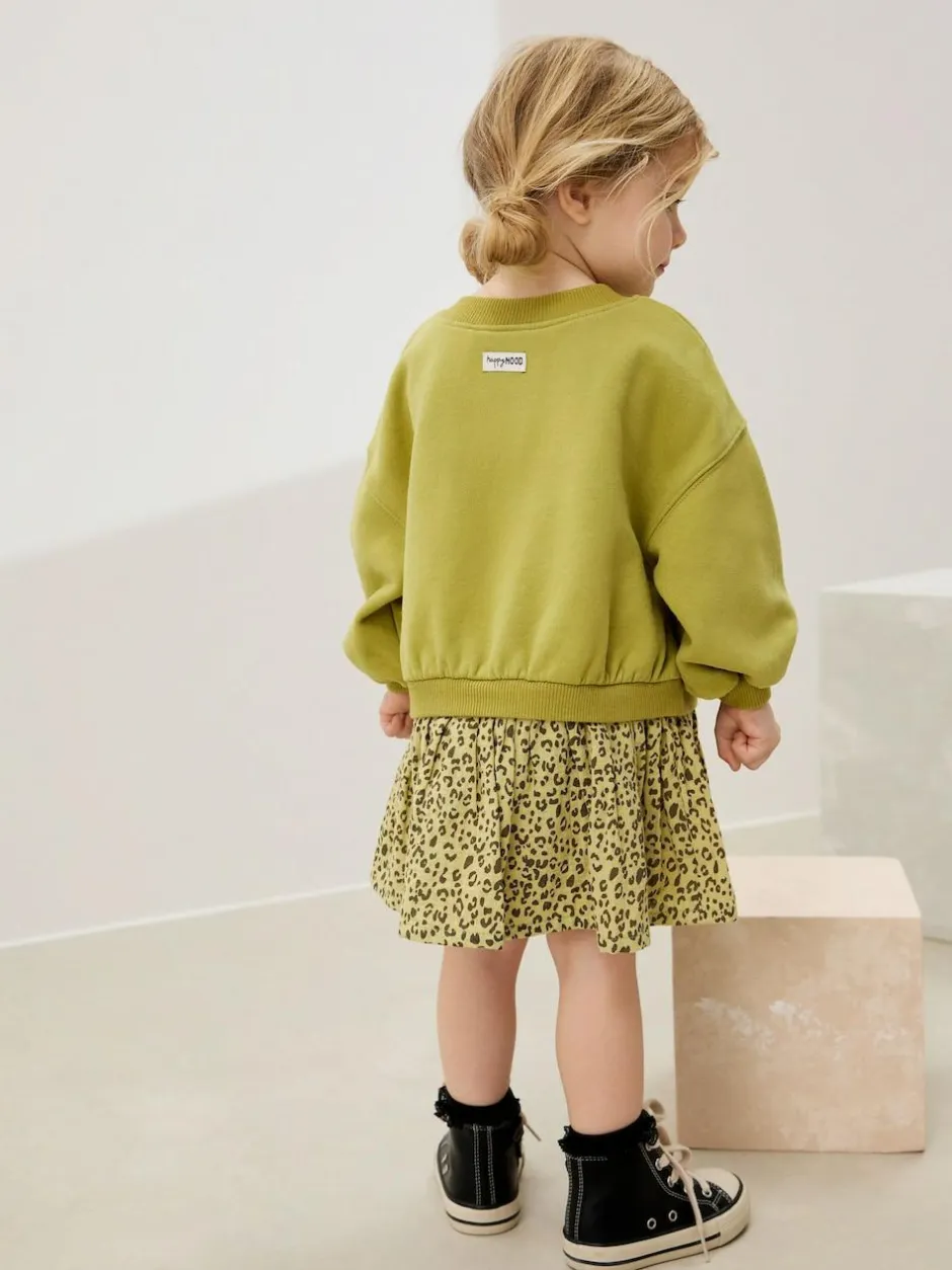Next Mesh Skirt Sweat Dress (3mths-7yrs) Green Carrot Hot
