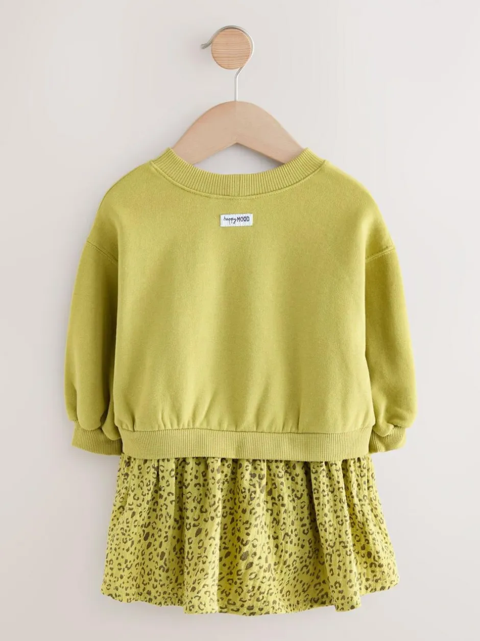 Next Mesh Skirt Sweat Dress (3mths-7yrs) Green Carrot Hot