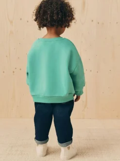 Next Green Cat Crew Neck Sweatshirt (3mths-7yrs) New