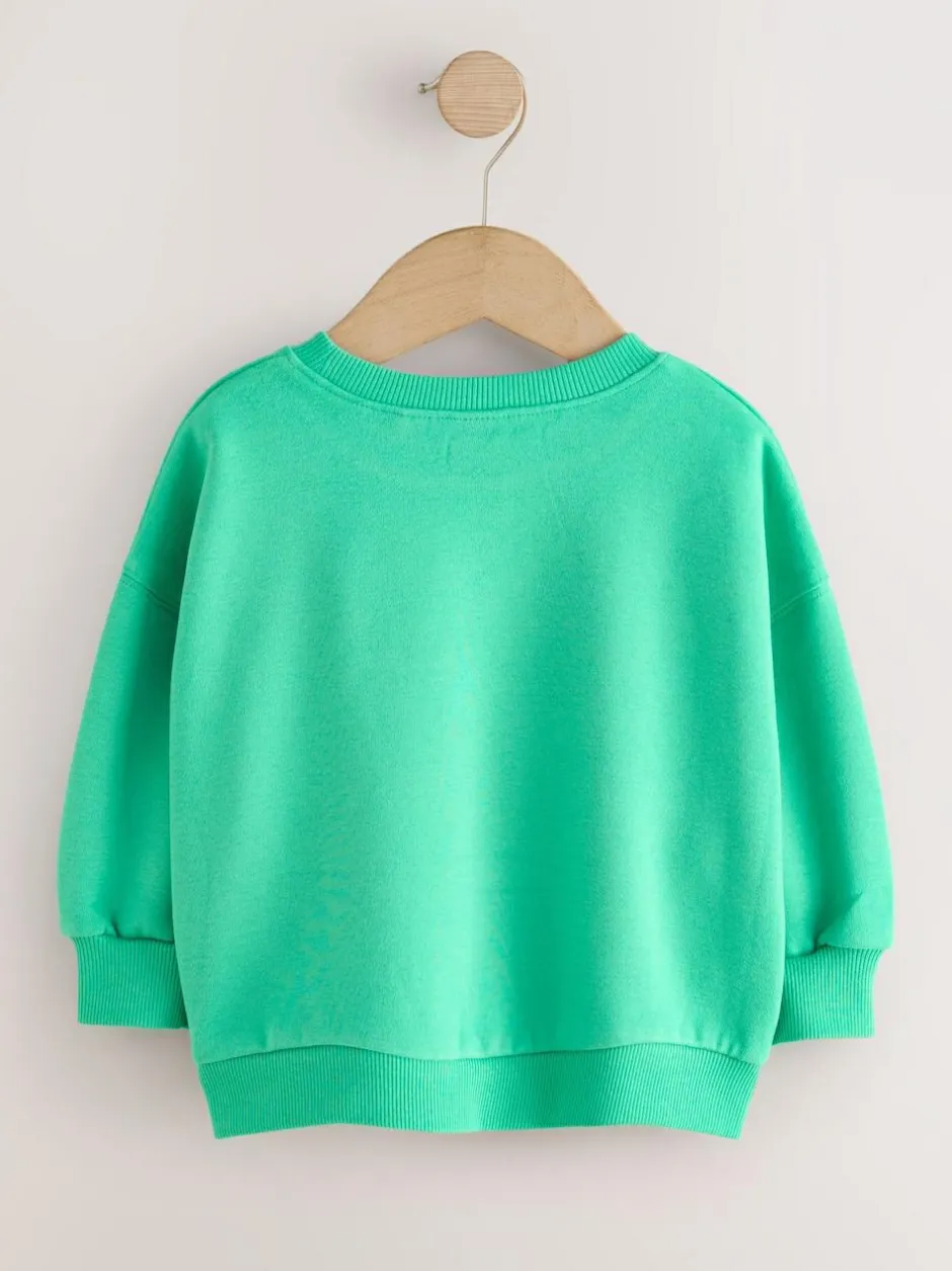 Next Green Cat Crew Neck Sweatshirt (3mths-7yrs) New