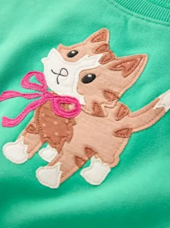 Next Green Cat Crew Neck Sweatshirt (3mths-7yrs) New