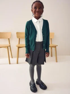 Next Green Cotton Rich School V-Neck Cardigan (3-16yrs) Clearance