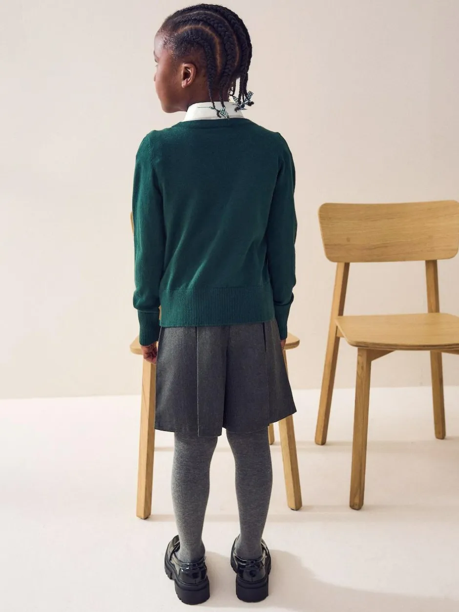 Next Green Cotton Rich School V-Neck Cardigan (3-16yrs) Clearance