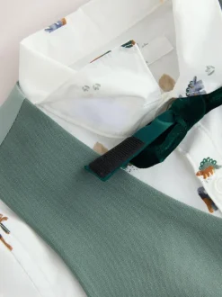 Next Green Dino Waistcoat Shirt Trousers and Bow Tie Set (3mths-9yrs) Discount