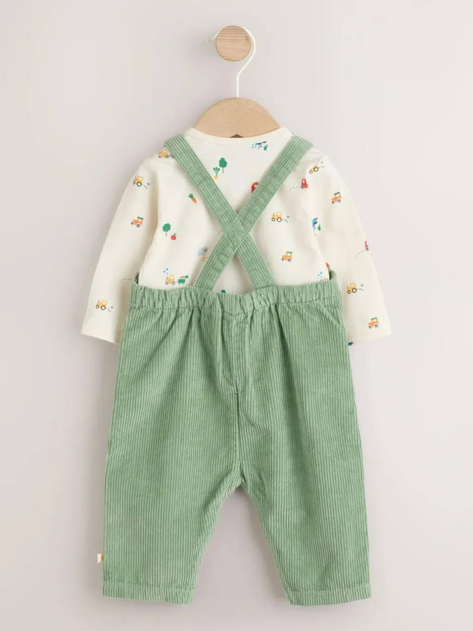 Next Green Farm Cord Dungarees and Bodysuit Set (0mths-2yrs) Online