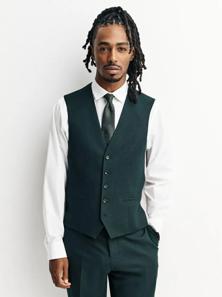 Next Green Flannel Suit Waistcoat Outlet