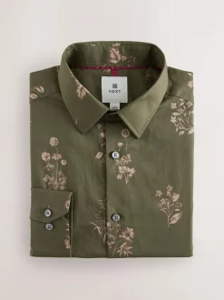 Next Kew Garden Long Sleeve Shirt Green Floral