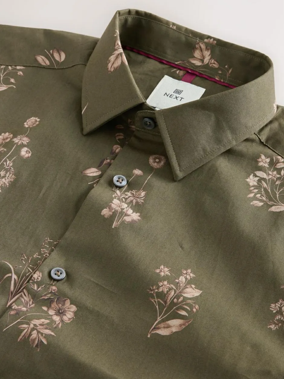 Next Kew Garden Long Sleeve Shirt Green Floral