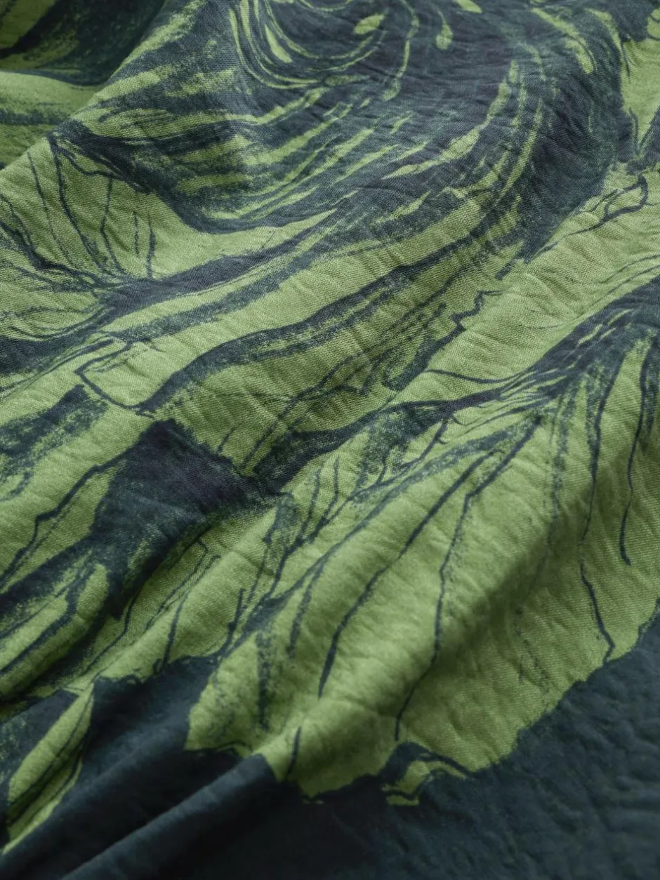 Next Print Puff Sleeve Midi Dress Green Floral Hot