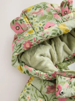 Next Shower Resistant Frill Hem Padded Coat (3mths-7yrs) Green Floral Clearance