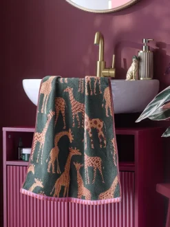 Next Green Giraffe Print 100% Cotton Towels Outlet